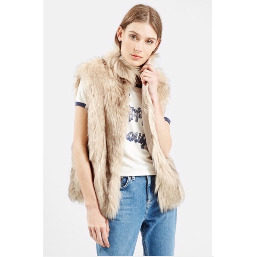 TOPSHOP Polo Leah Faux Fur Vest